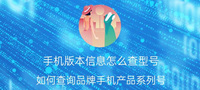 手机版本信息怎么查型号 如何查询品牌手机产品系列号？